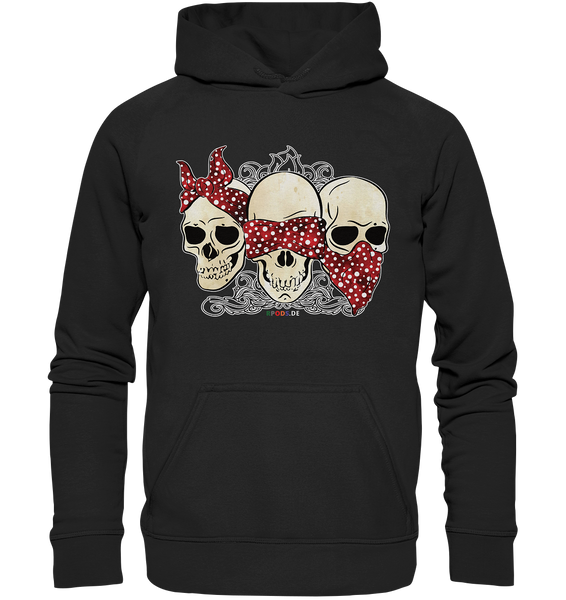 3 Rockabilly Skulls - f - Basic Unisex Hoodie XL