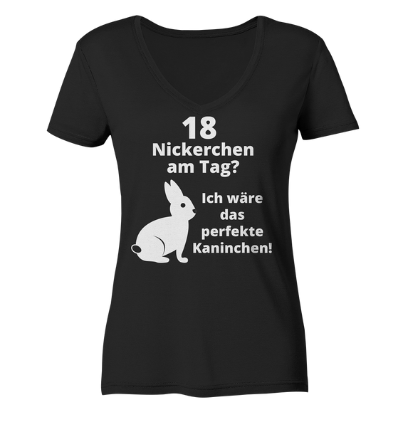 Black Collection - 18 Nickerchen am Tag - Ladies Organic V-Neck Shirt