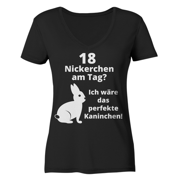 Black Collection - 18 Nickerchen am Tag? - Ladies Organic V-Neck Shirt