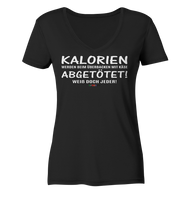 BC - Kalorien werden beim überbacken mit Käse abgetötet! - Ladies Organic V-Neck Shirt