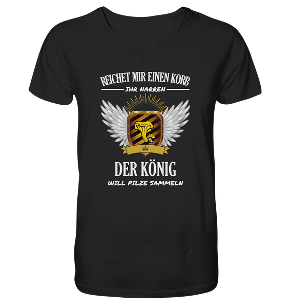 Black Collection - Der König will Pilze sammeln - Mens Organic V-Neck Shirt