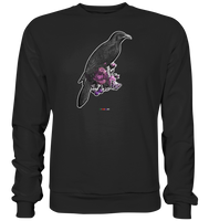 Rabe mit Rosen und Schmetterlingen - Premium Sweatshirt