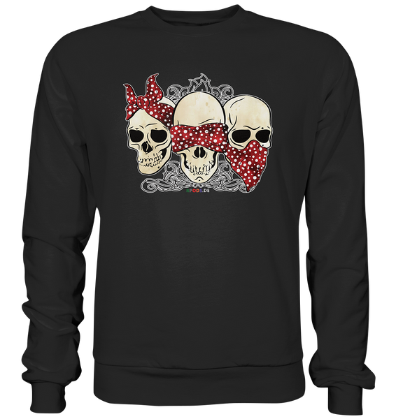 3 Rockabilly Skulls - f - Premium Sweatshirt