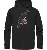 Rabe mit Rosen und Schmetterlingen - Premium Unisex Hoodie