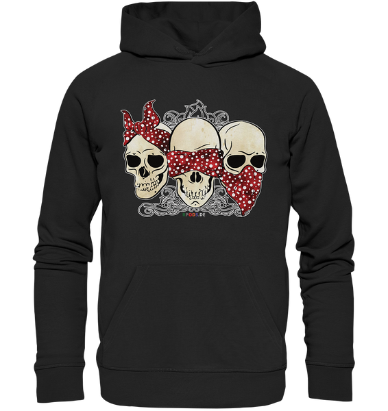 3 Rockabilly Skulls - f - Premium Unisex Hoodie